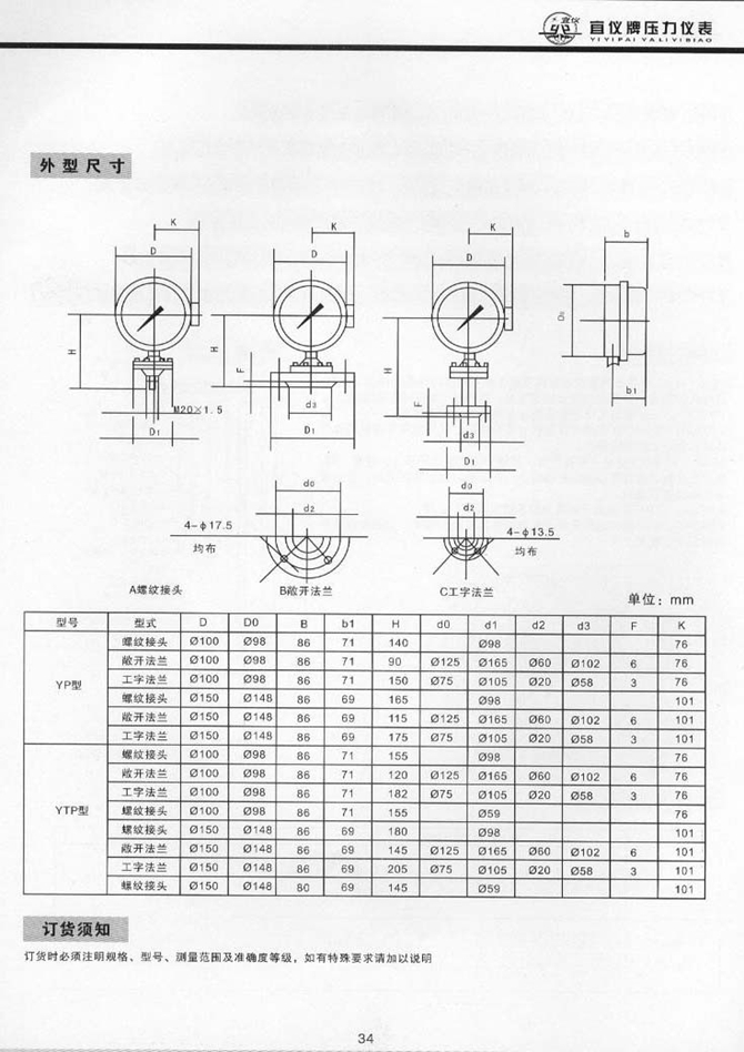 YTPXF(普通)、YTPXCF(磁助)型不銹鋼防腐隔膜電接點(diǎn)壓力表(圖2)